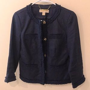 Michael Kors Navy Blue Linen Jacket Size 2